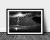 Black and white lightning photography wall art hanging photo night sky picture