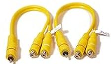 KEBILSHOP RFV 2 RCA Male Jack to 4 RCA Female Plug Splitter Audio Video AV Adapter Cable for Charging Adapter (yellow)