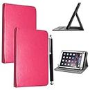 10inch Tablet Case Cover - Universal Leather Stand Case Folio Cover Magic Leather 360° Rotating Case Fits for ALL 10" Inch & 10.1" Inch Android Tablets tab + Stylus Pen (PINK CASE COVER)