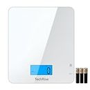 TechRise Electronic Kitchen Scale,Tempered Glass Digital Baking Scale With Touch Sensitive Weighting, Food Scales Calorie Counting, LCD Display,Tare Function, for Cooking/Baking/Home/Kitchen,11lb/5kg
