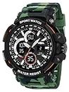 V2A Camo Green Outdoor Sport Shockproof Led Analogue and Digital Waterproof Chronograph Watch for Men (Camo-Green-1)
