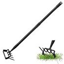Stirrup Hoe and Cultivator for Weeding, 2 in 1 Heavy Duty Action Hoe with 63 Inch Adjustable Handle Scuffle Garden Hula Hoe with Rake, Metal Weeding Loop Stirrup Hoe for Weed Puller Loosening Soil