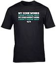 Hippowarehouse My Code Works, I Don't Know why My Code Doesn't Work I Don't Know why Unisex Short Sleeve t-Shirt (Specific Size Guide in Description) Black