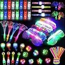 LED Light Up Toys for Kids,LED Light Up Party Accessories,Glow in The Dark Party Supplies with Glowing Whistle Finger Lights Glow Sticks Glow Glasses for Kid’s Birthday Party Halloween Christmas