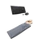 Logitech MK270 Wireless Keyboard and Mouse Combo + Logitech Protective Covers for K270 Keyboard - Silicone