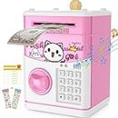Piggy Bank for Kids, Money Bank for Girls Boys Teen Adults Electronic ATM Machine Password Cash Coin Can with Stickers, Toy for 5 6 7 8 9 10 11 12 Year Old Children Birthday Gifts