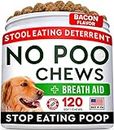 STRELLALAB No Poo Treats for Dogs - Coprophagia Stool Eating Deterrent - Digestive Enzymes - Gut Health & Immune Support - Stop Eating Poop - Bacon Flavor 120 Chews