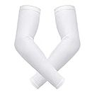 HDE Arm Compression Sleeves for Kids Basketball Shooting Sleeve - Youth Sports Football Baseball Softball (White, Youth Large)