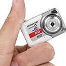 Mini Camcorer für Vlogging, HD Videokamera, Kleine Daumenkamera mit Schlüsselanhänger und Bewegungserkennungsfunktion Als Geschenk für Kinder (Silber-Grau)