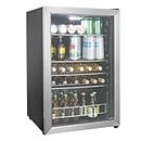 HCK Beer Fridge 115L Freestanding Beverage Fridge with Dual-Glazed Glass Door, temperature from 0 to 10℃, Energay Class E