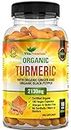 Organic Turmeric Curcumin 2130mg with Organic Ginger and Organic Black Pepper - 180 Vegan Capsules (6 Month Supply) - High Strength Tumeric Supplement