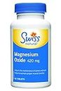 Swiss Natural – Magnesium Oxide, 420mg | High Potency & Absorption – Normal Heart Function, Nervous system, Bone Formation & Muscle Health | Non-GMO, Gluten Free | No Added Preservatives | 90 Tablets