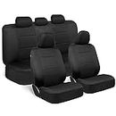BDK PolyPro Seat Covers Full Set in Solid Black – Front and Rear Split Bench Covers, Easy to Install for Auto Trucks Van SUV Car