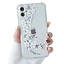 DEFBSC Soft Case Compatible with iPhone 11, Clear Floral Flower Pattern Print Design Flexible TPU Shockproof Cover for Women Girls,Flower Protective Phone Case 6.1", White Pear Blossom