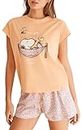 Women'secret Pijama Corto 100% algodón Snoopy Juego, Sunny Peach, L para Mujer