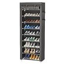 Calmootey 9 Tier Shoe Rack Organizer,Portable Shoe Shelf with Nonwoven Fabric Cover for Closet Hallway,Bedroom,Entryway,Grey