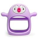PLAYLO Infant Never Drop Penguin Teether - Bpa-Free Silicone Baby Teether Toy, Perfect Teething Toy For Babies 3-6 Months, 6-12 Months, Easy-Grip Sensory Teething Relief Toys (Light Purple)
