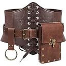 Womens Corset Belt Belt Pouch Waist Bag Fanny Pack Phone Holder Medieval Renaissance Costume Accessories, Brown, S-Waist/25.6"-34", Ren Faire