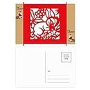 Paper-cut Rabbits Animal China Zodiac Santa Claus Gift Postcard Thanks Card Mailing Lot de 20