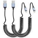 Coiled Lightning Cable 6ft, Retractable iPhone Charger Cord for Car 2Pack [MFi Certified] Short Apple CarPlay Cable Compatible with iPhone14/13/12/11 Pro Max/XS MAX/XR/XS/X/8/7/Plus/6S iPad/iPod