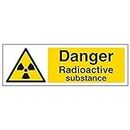 V Safety Danger Radioactive Substance Warning Sign - 300mm x 100mm - Self Adhesive Vinyl