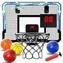 EPPO Basketballkorb Indoor für Kinder 16,5" x 12,5" - Basketballkorb mit automatischer Wertung mit 4 Bällen, Mini Basketballkorb für Kinder, Jungen, perfekt für einen Basketballliebhaber als Geschenk