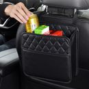 1x Car Seat Storage Bag Black PU Leather Hanging Pocket Auto Interior Accessory.