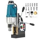 ZELCAN 1100W Mag Drill Press, Portable Magnetic Drill Press with 1.6" Boring Diameter, Heavy Duty Magnetic Drill with 11 Drill Bits, 2700 lbf 550 rpm Electric Drilling Machine with All-Copper Motor