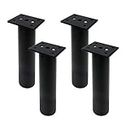 Geesatis Height 6" / 150 mm Sofa Legs Feet Decorative Furniture Legs Aluminum Alloy Legs for Cabinet Coffee Table Drawer, with Mounting Screws, 4 Pcs, Black
