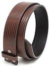 BC Belts Leather Belt Strap with American Flag Embossed Pattern 1.5" Wide with Snaps (Brown-XS)