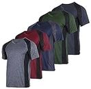 Echo 5 Pack: Men's V Neck Quick Dry Fit Dri-Fit Short Sleeve Active Wear Training Athletic Essentials T-Shirt Tee Fitness Gym Workout Undershirt Top-Set 1,XL