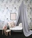 Canopy for Bedroom Kids Bed Canopy for Girls Round Dome Grey Over Bed Canopy Cotton Mosquito Net(Grey)