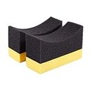 -K 2X Contoured Wheels Brush Sponge Applicator pour Tire Hub Cleaning Waxing Polishing Jaune + Noir