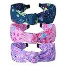 Candygirl Girls Knotted Wide Headbands for Women, 3Pcs Knot Bow Head Bands for Toddlers little Kids Cute Princess Floral Cloth Hairbands Party Cosplay Costue Hair Accessories