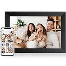 AEEZO 10.1 Inch WiFi Digital Picture Frame, IPS Touch Screen Smart Cloud Photo Frame with 16GB Storage, Auto-Rotate Easy Setup to Share Photos or Videos via AiMOR APP, Wall Mountable Black
