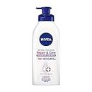 NIVEA Repair & Care Fragrance-Free Body Lotion | Long lasting | 72H Hydration | For Dry Tight and Sensitive Skin|Unscented Daily Moisturizier | Fast absorbing| 625mL pump bottle