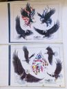2 Flash Art Rand Johnson Eagle Flag Full Color 1996  Tattoo Parlor Laminated