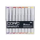 COPIC Sketch Marker Set of 36 Colours, Professional Brush Markers, Alcohol Based, Handy Acrylic Display for Storage and Easy Removal