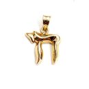14k yellow gold tiny chai Hay Jewish kabbalah pendant charm fine jewelry 1.3g