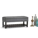 Lark Manor™ Brodus Faux Leather Flip Top Storage Bench Faux Leather/Solid + Manufactured Wood/Wood/Leather in Gray | Wayfair