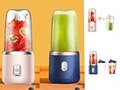 Portable Blenders Fruit Juicer With 6 Blades ＆ 2 Cup Cover, Handheld Lightweight Blenders For Shakes, Easy to Clean and Use for Household Kitchen Sports ＆ Outdoors Travel