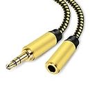 Headphone Extension Cable,3.5mm Male to Female Extension Stereo Audio Extension Cable Adapter Gold Plated Nylon Braided Cord Compatible for iPhone, iPad, Smartphones, Tablets (3M/10Ft)