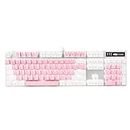 Mechanical Gaming Keyboard, MageGee 104 Keys White Backlit Gaming Keyboards with Blue Switch, USB Wired Mechanical Computer Keyboard for Laptop, Desktop, PC Gamers(White & Pink)
