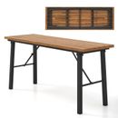 Outdoor Activities Patio Garden Foldable Dining Table Acacia Wood w/ Metal Frame