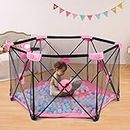 Hadibio Baby Playpen, Lightweight Foldable Playard with Breathable Mesh and Carry Bag, Sturdy Hexagonal Activity Center, Indoor Outdoor Fence Playpens and Ball Pit for Babies and Toddlers