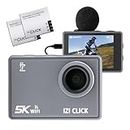 IZI Click Plus 5K 30FPS Budget Action Camera,170° HD Wide Angle, Anti-Shake EIS,MotoVlog,YouTube,Live Stream,110ft Waterproof,Type-C Mic Support, Accessory Kit,2 X Battery + External MIC Included