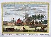 1763 J. Schley, view of Fort Tangerang, Indonesia, hand coloured folio, foreign