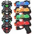 KIZJORYA Laser Tag Guns Set of 4, Laser Tag for Boys Age 8-12 with 4 Infrared Vests & 4 Laser Guns, Multi Players Sports & Outdoor Play Toys, Outside Activity Backyard Games