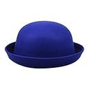 2023-Nuovo popolare elegante adulto solido cappello Roll Up Brim Panama Bowler Hat Bucket Hat Mens Womens Classic Wool Round Bowler Cappelli Cap Mini Bag, Blu, Taglia unica
