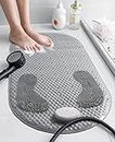 Yolife Shower mat Non Slip Bath Mat,40X80 CM Shower Foot Scrubber Mat with Removable Pumice Stone,TPE Shower Stall Mat Foot Cleaning Massage Mat with Suction Cups & Drain Holes